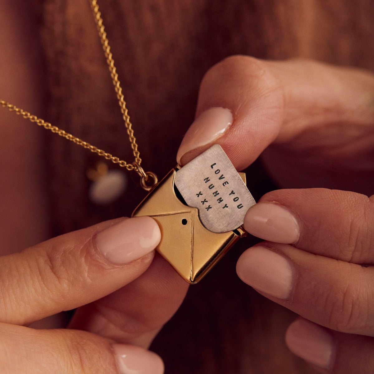 Personalised Little Message Envelope Necklace Posh Totty Designs