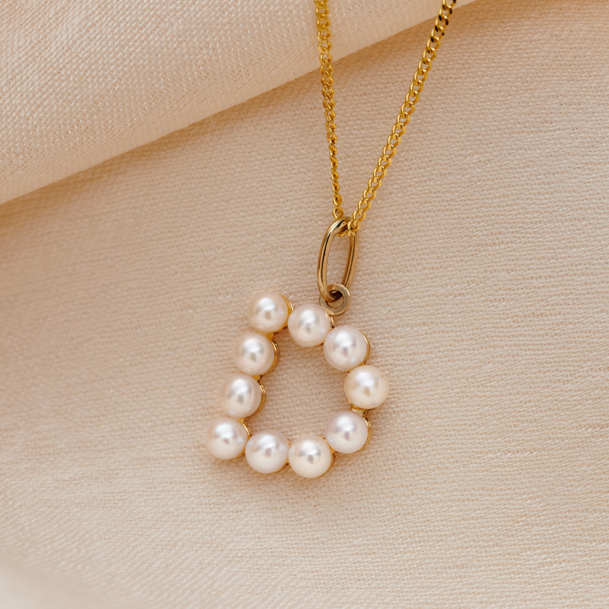 9ct Gold Pearl Initial Charm Necklace Posh Totty Designs