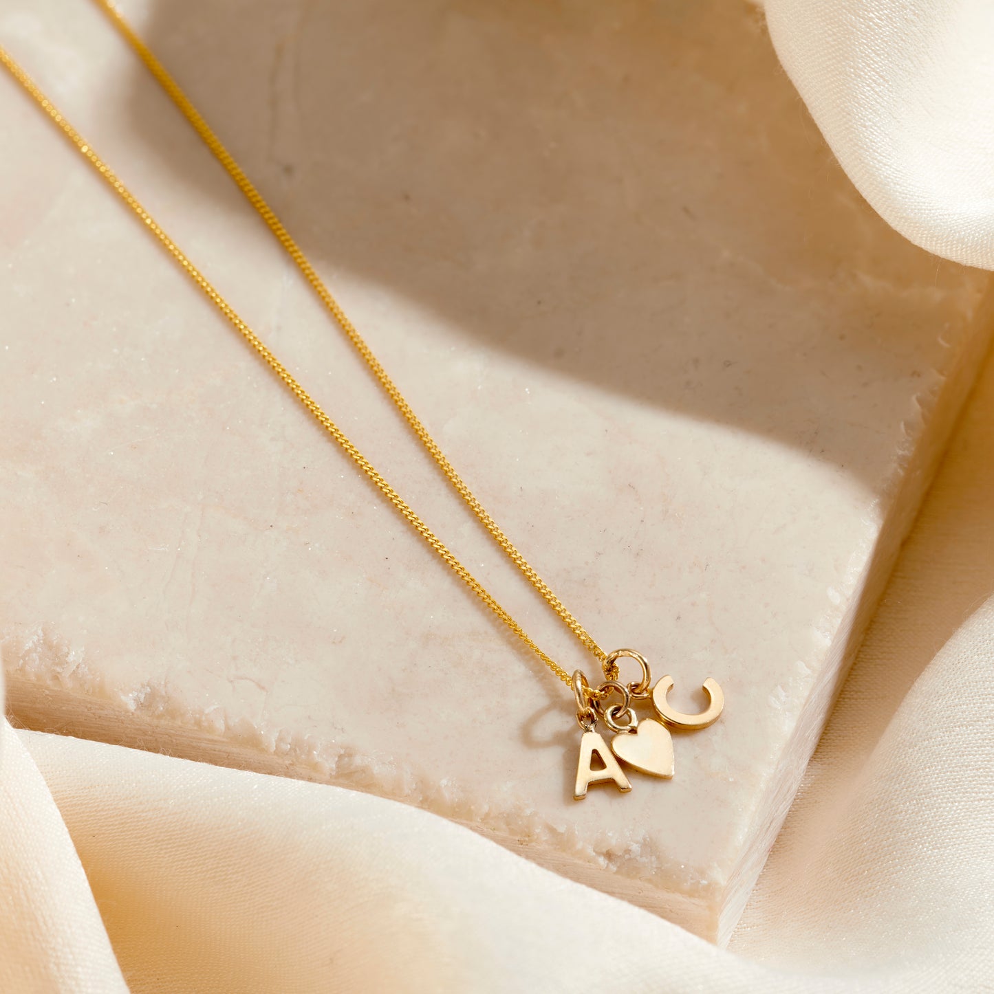Petite 9ct Gold Heart & Initial Necklace