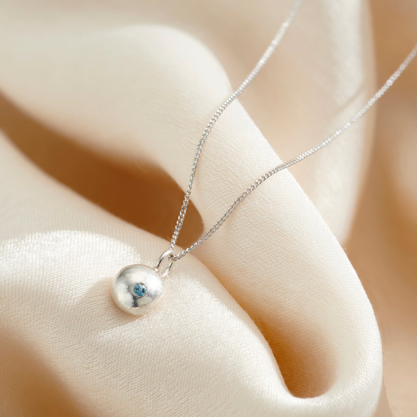 9ct Gold Molten Orb Birthstone Necklace