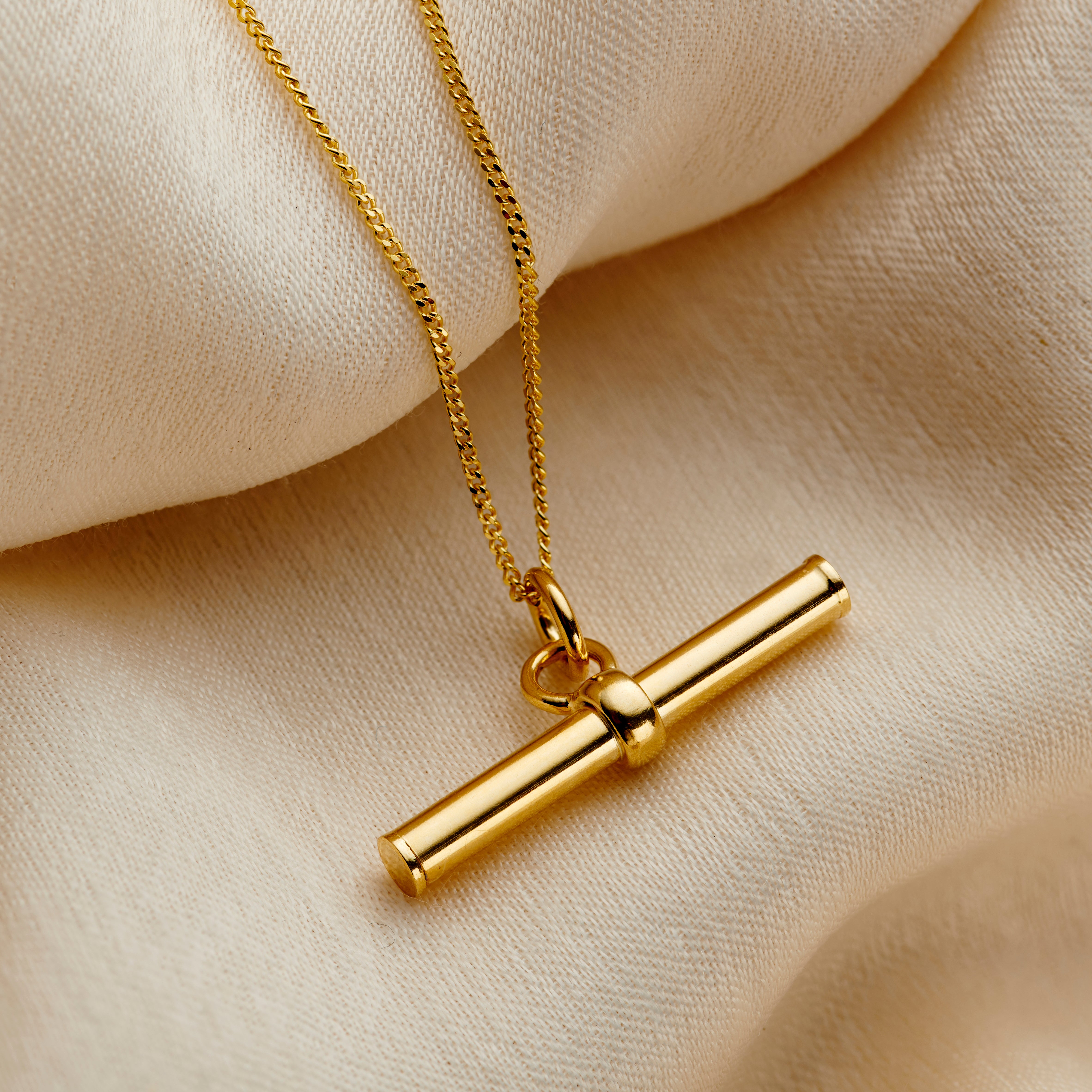 Mini 9ct Gold T Bar Necklace Posh Totty Designs - Main Image