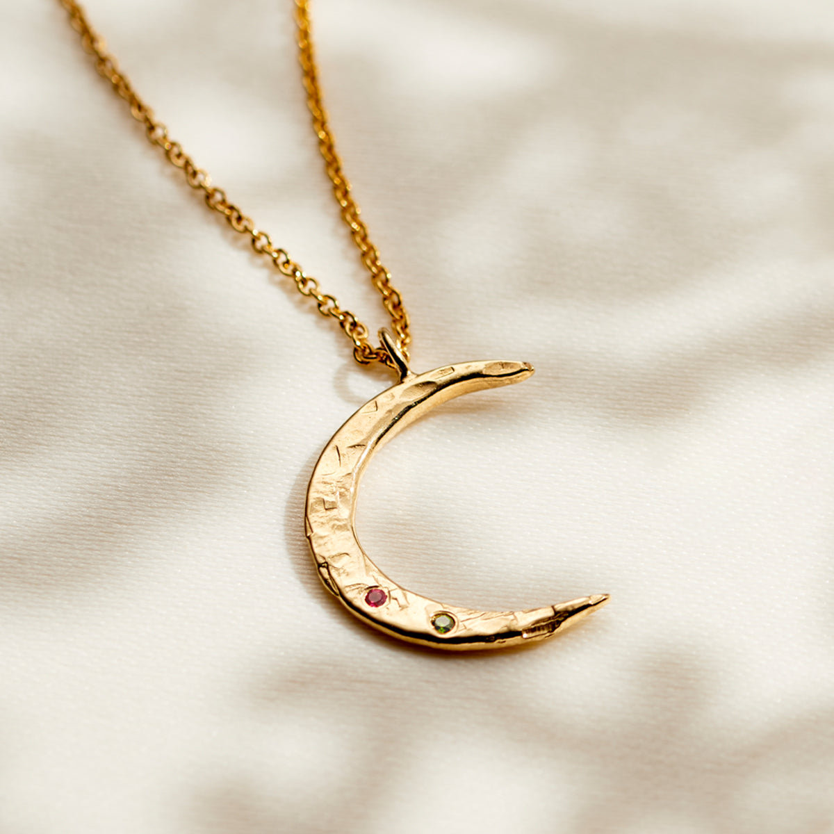 9ct Gold Confetti Birthstone Crescent Moon Necklace