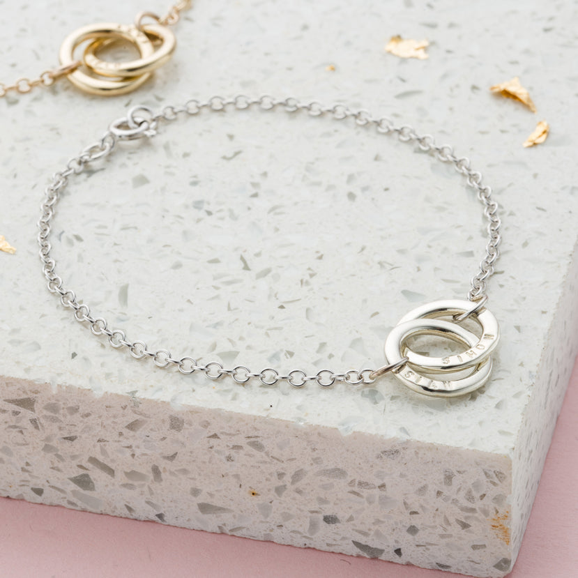 Personalised 9ct Gold Double Hoop Names Bracelet