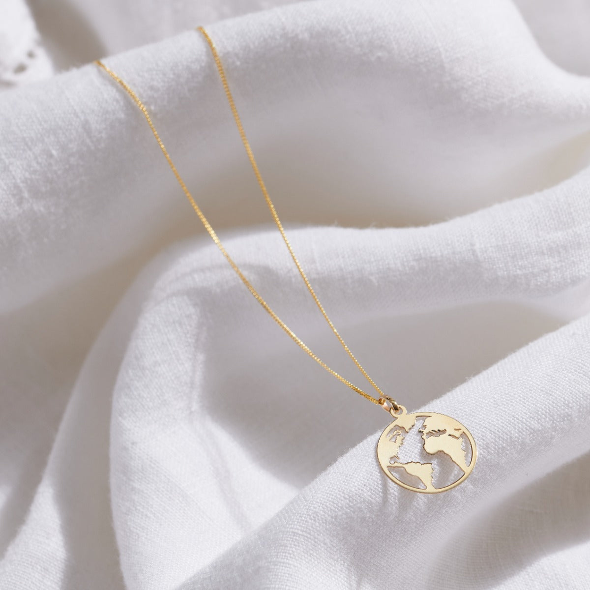 9ct Gold Globe Travel Charm Necklace
