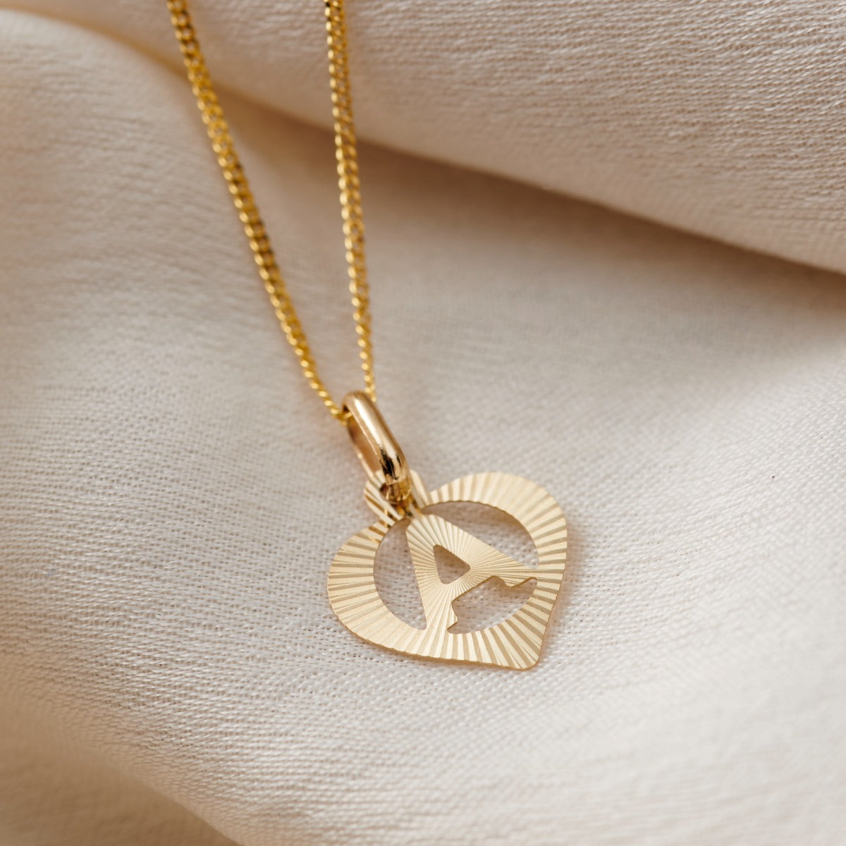 Jewelry Heart Shaped Pendant With Alphabets 10k Gold CZ Stone