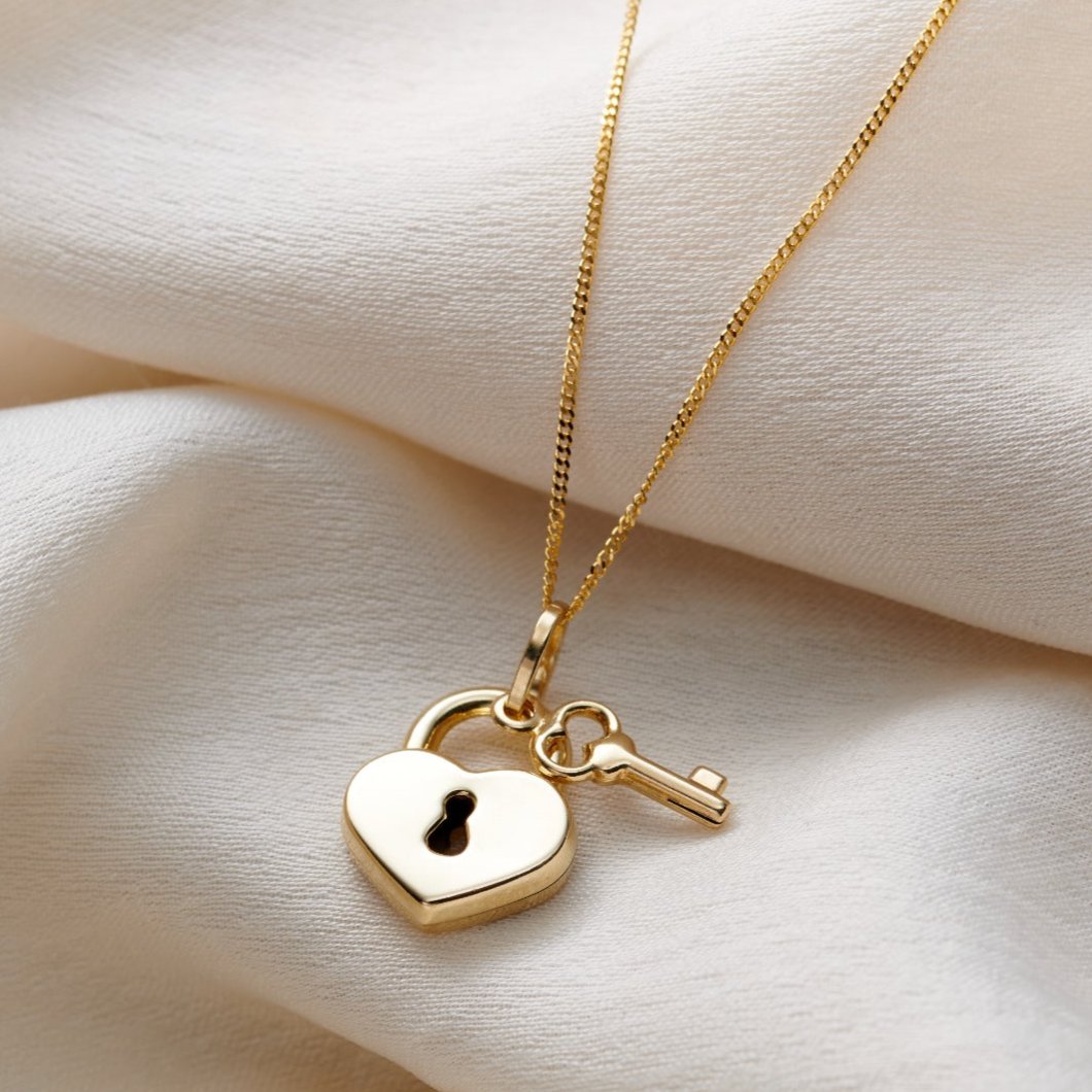 9ct Gold Rialto Love Lock Charm Necklace Posh Totty Designs
