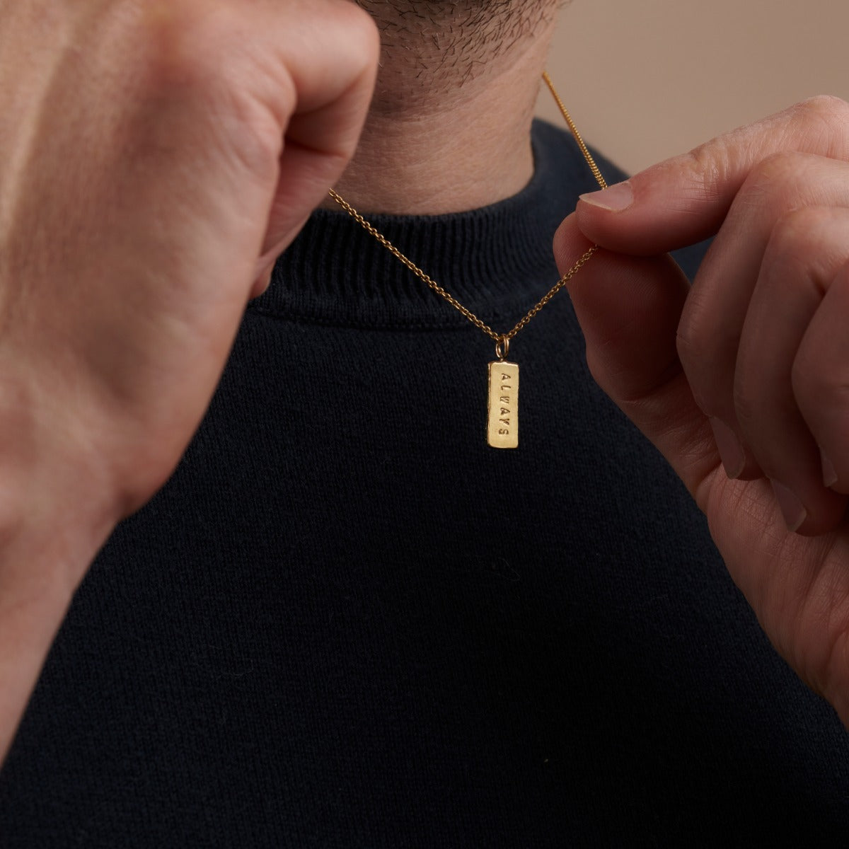 Men's Personalised 9ct Gold Tag Necklace