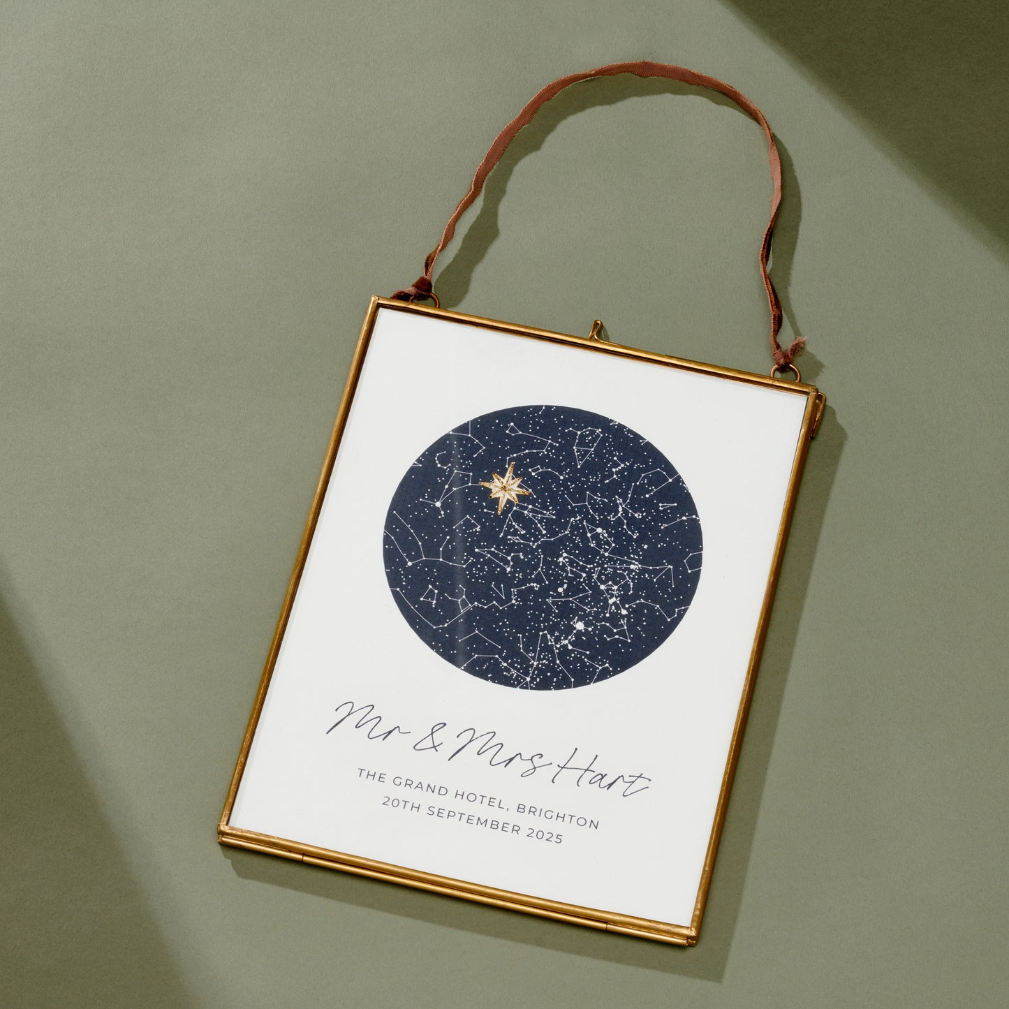 Personalised Star Constellation Print With Stitched Star