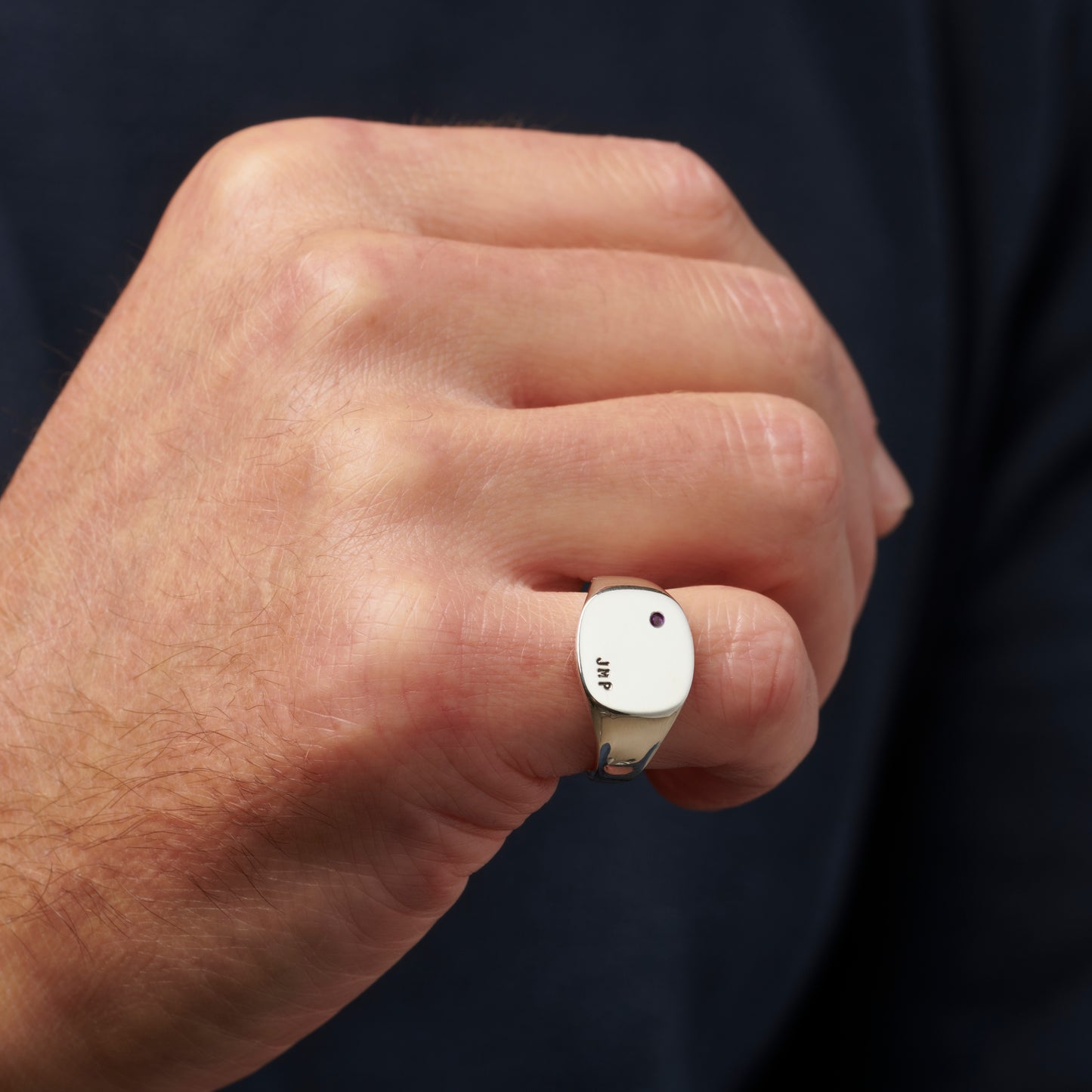 Men's Chunky Rounded Square Birthstone Signet Ring