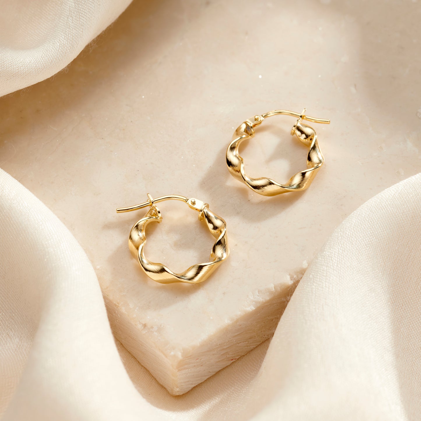 Twisted 9ct Gold Organic Hoop Earrings