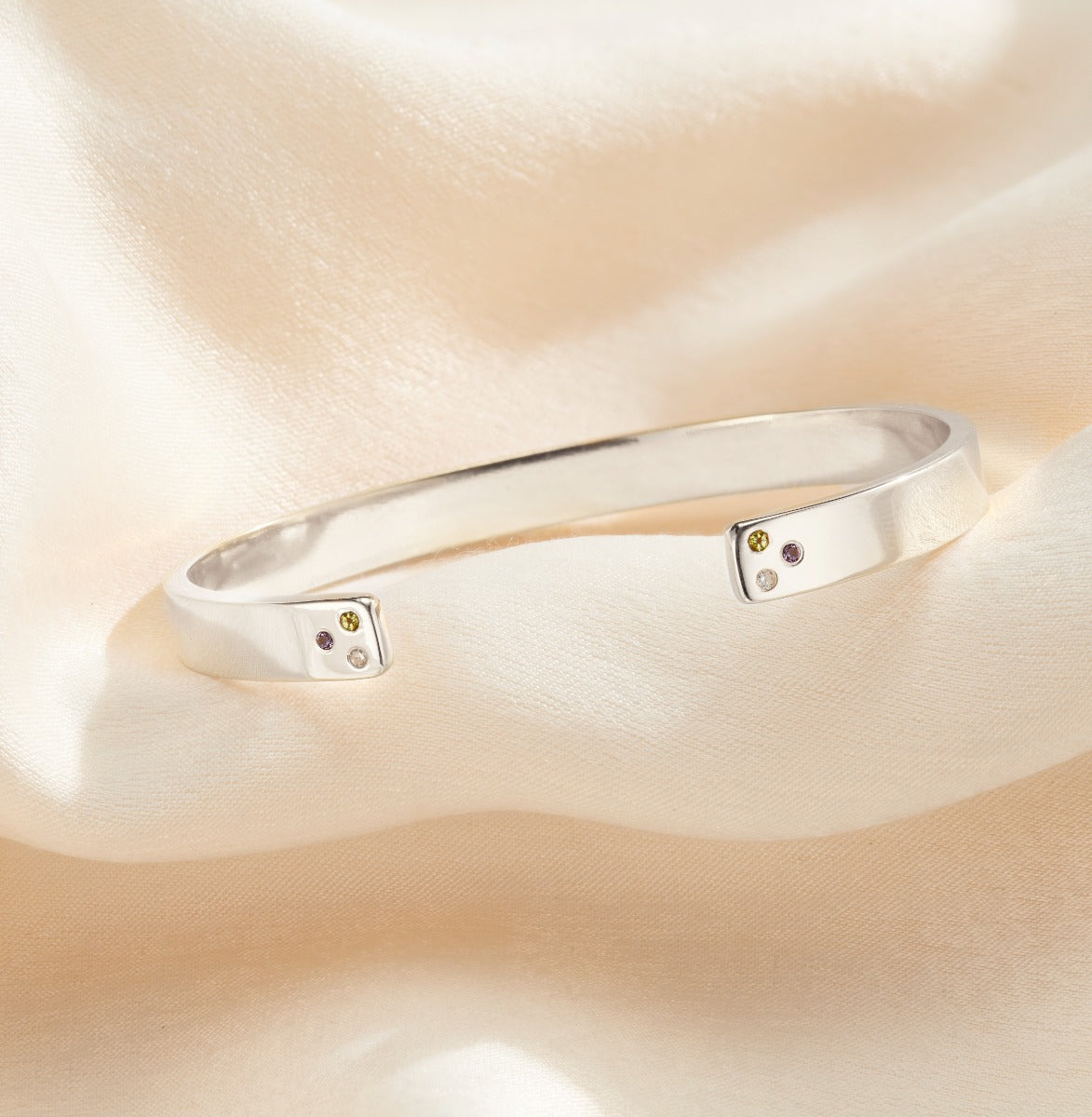 Personalised Birthstone Cuff Bangle