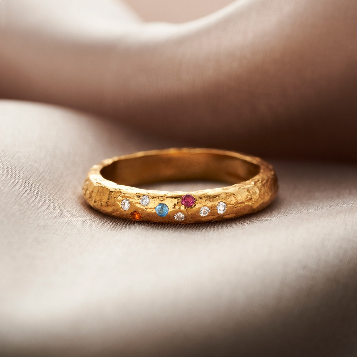 Personalised Diamond & Birthstone Confetti Ring