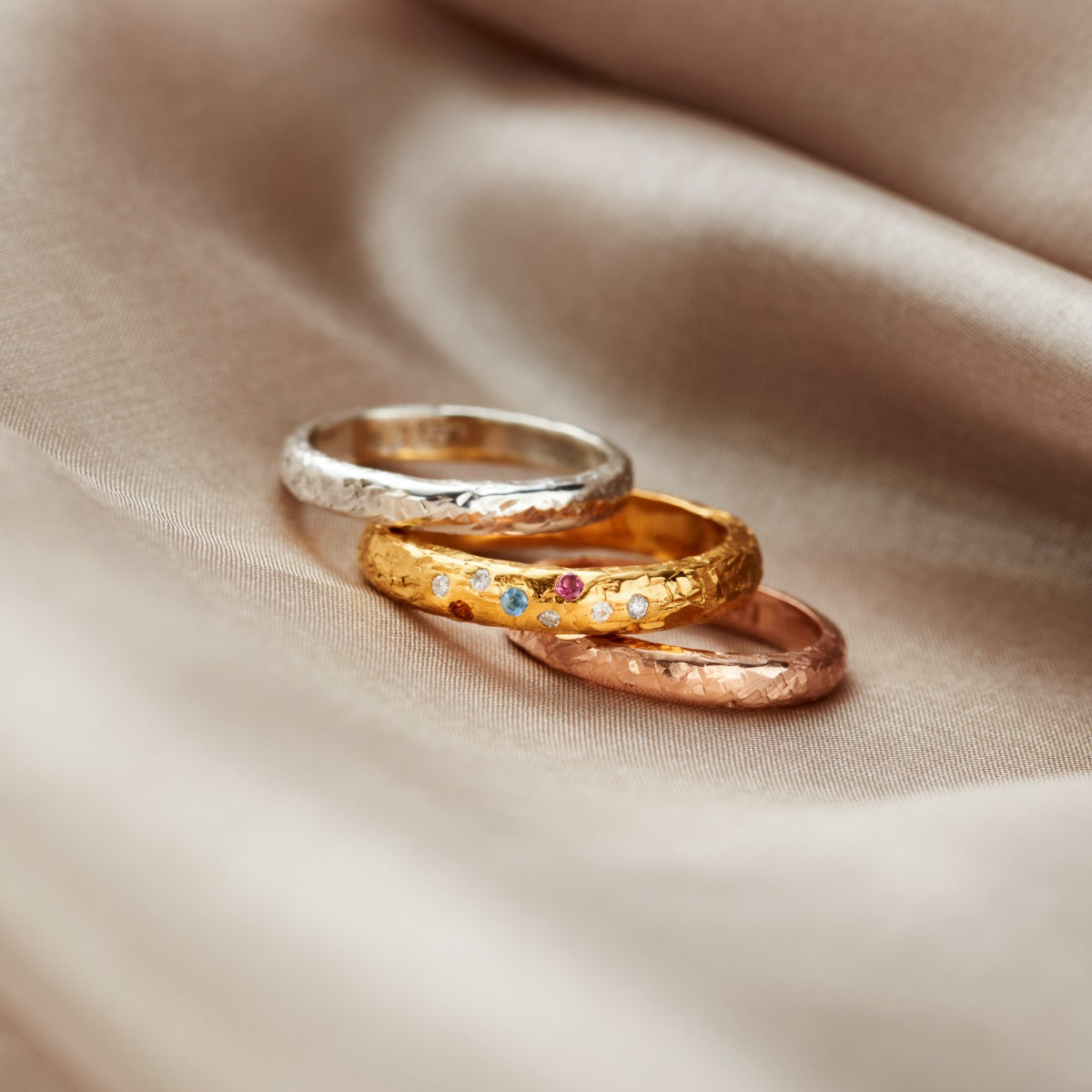 Personalised Diamond & Birthstone Confetti Ring
