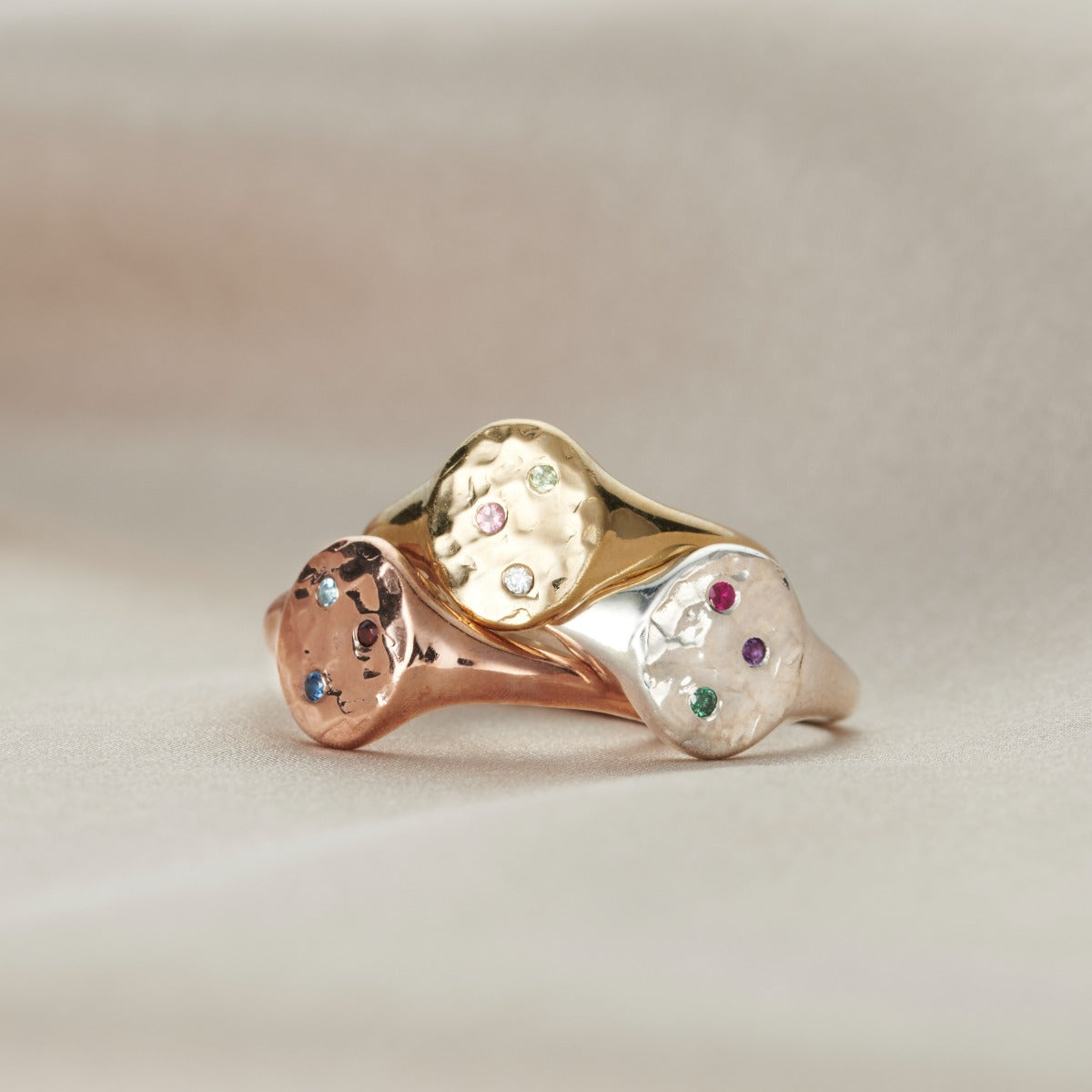 Personalised Confetti Birthstone Signet Ring