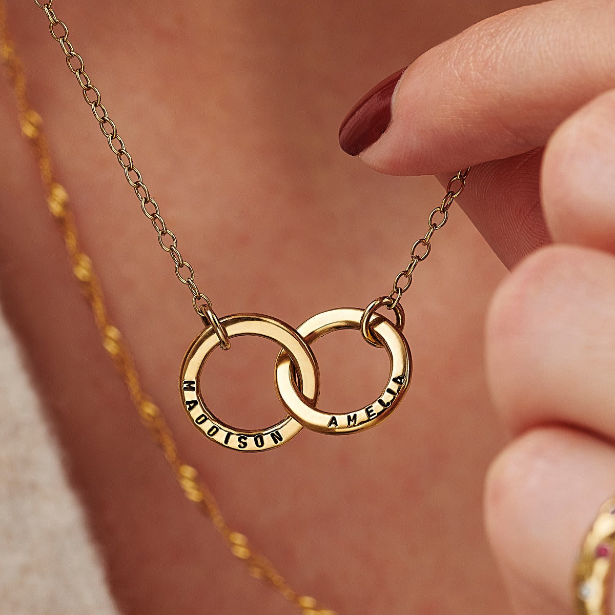 Personalised Double Hoop Names Necklace Posh Totty Designs