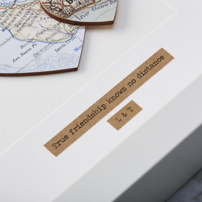 Personalised Double Heart Map Picture