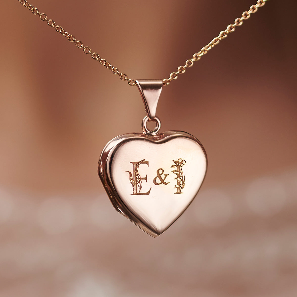 Floral Wedding Initials Heart Locket Posh Totty Designs