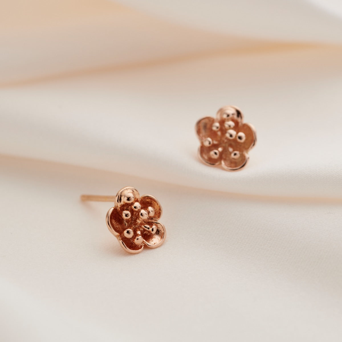 9ct Rose Gold Flower Stud Earrings