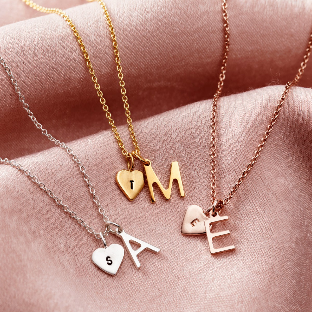 Personalised Letter and Heart Necklace Posh Totty Designs