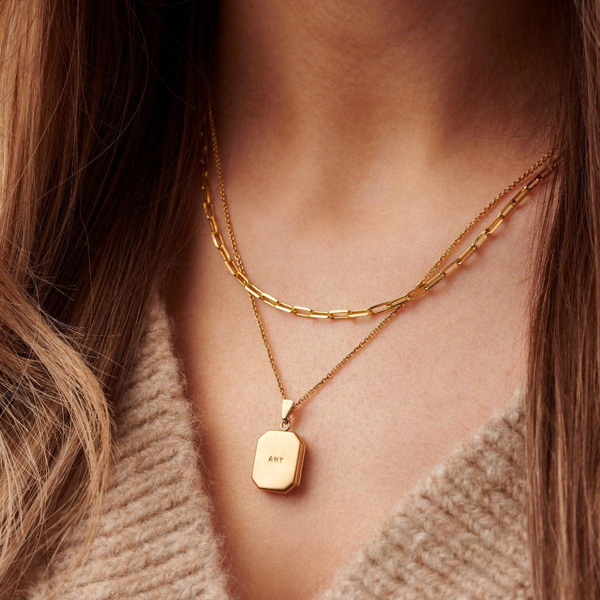 Personalised Rectangle Locket Necklace Posh Totty Designs