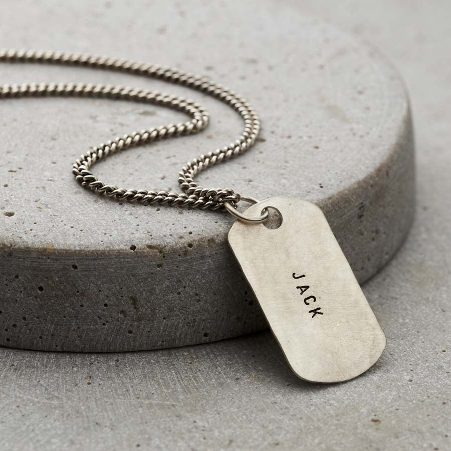 Personalised Men's Silver Dog Tag Necklace Posh Totty Designs