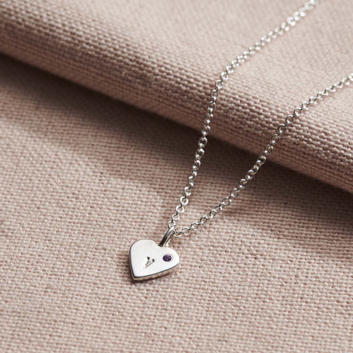 Personalised Mini Heart Initial Birthstone Necklace Posh Totty