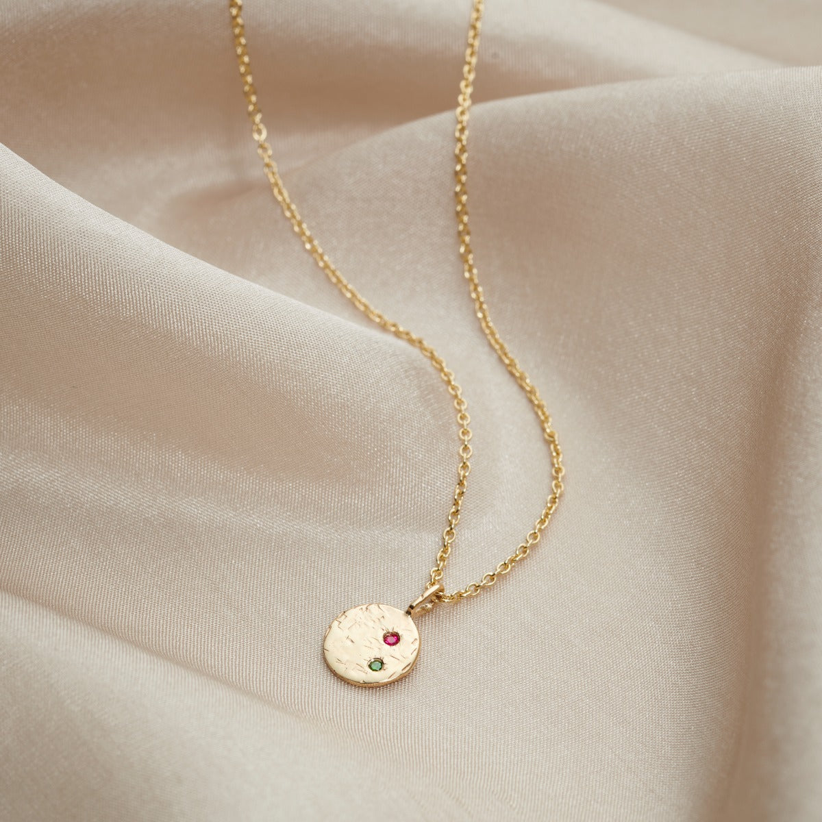 9ct Gold Mini Confetti Birthstone Disc Necklace Posh Totty Designs