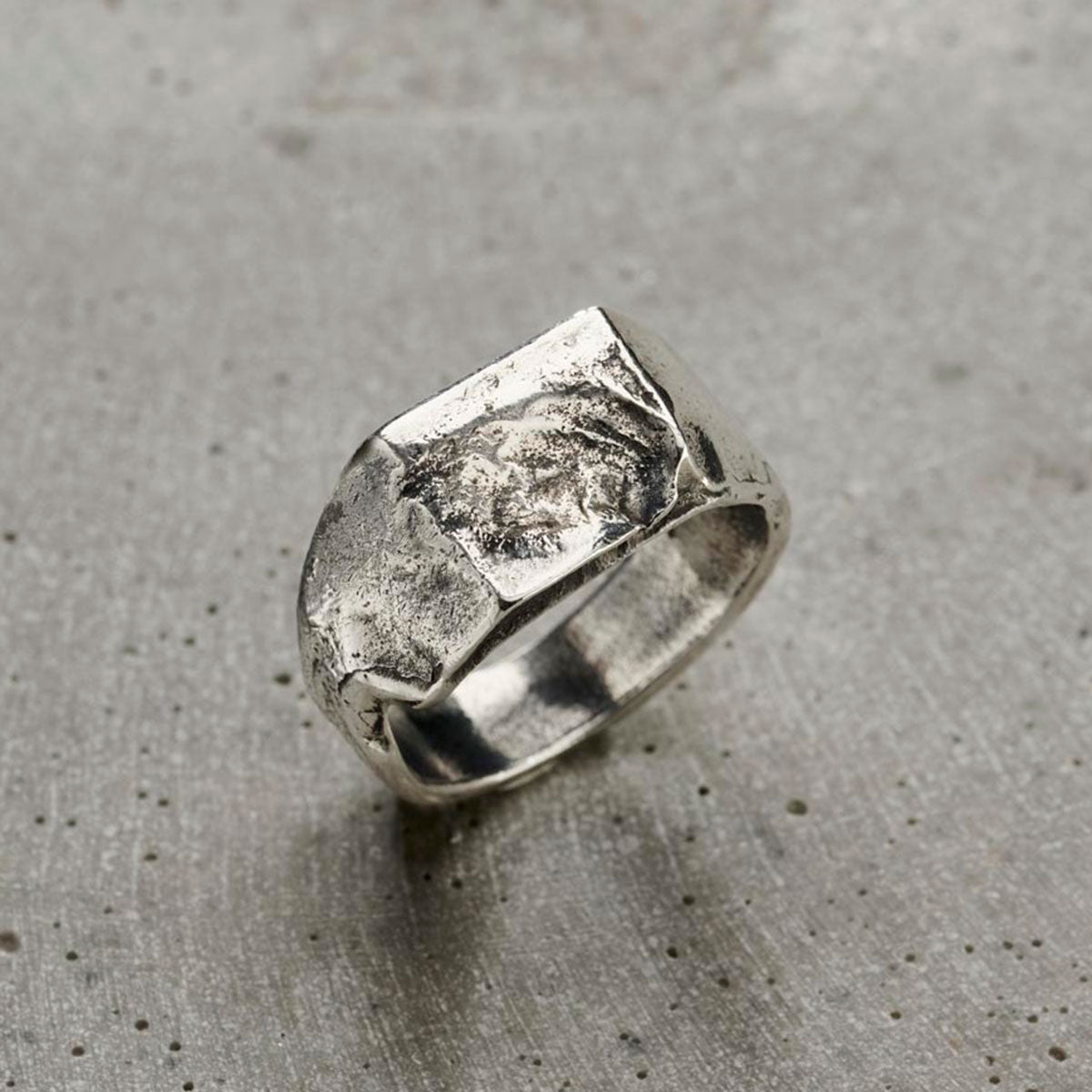 Molten Chunky Organic Men's Signet Ring Posh Totty Designs