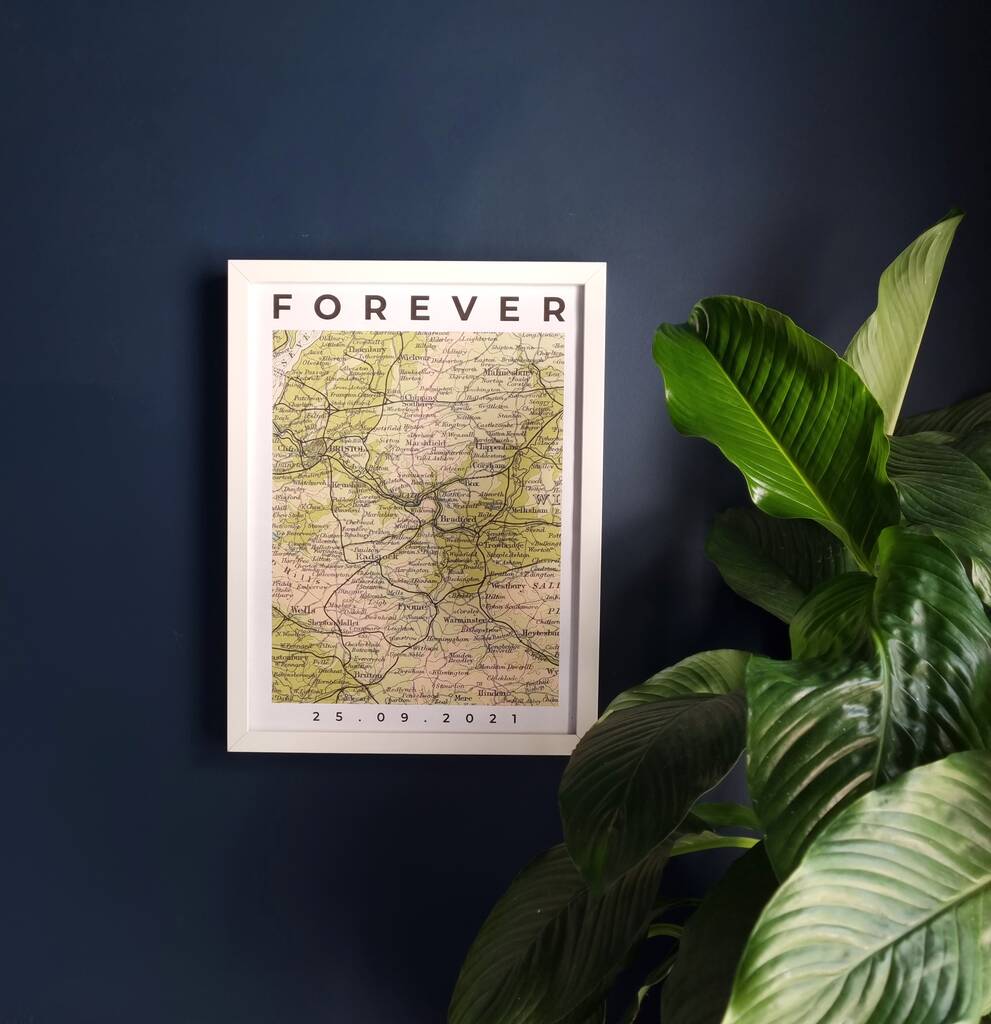 Personalised Vintage Map Framed Print