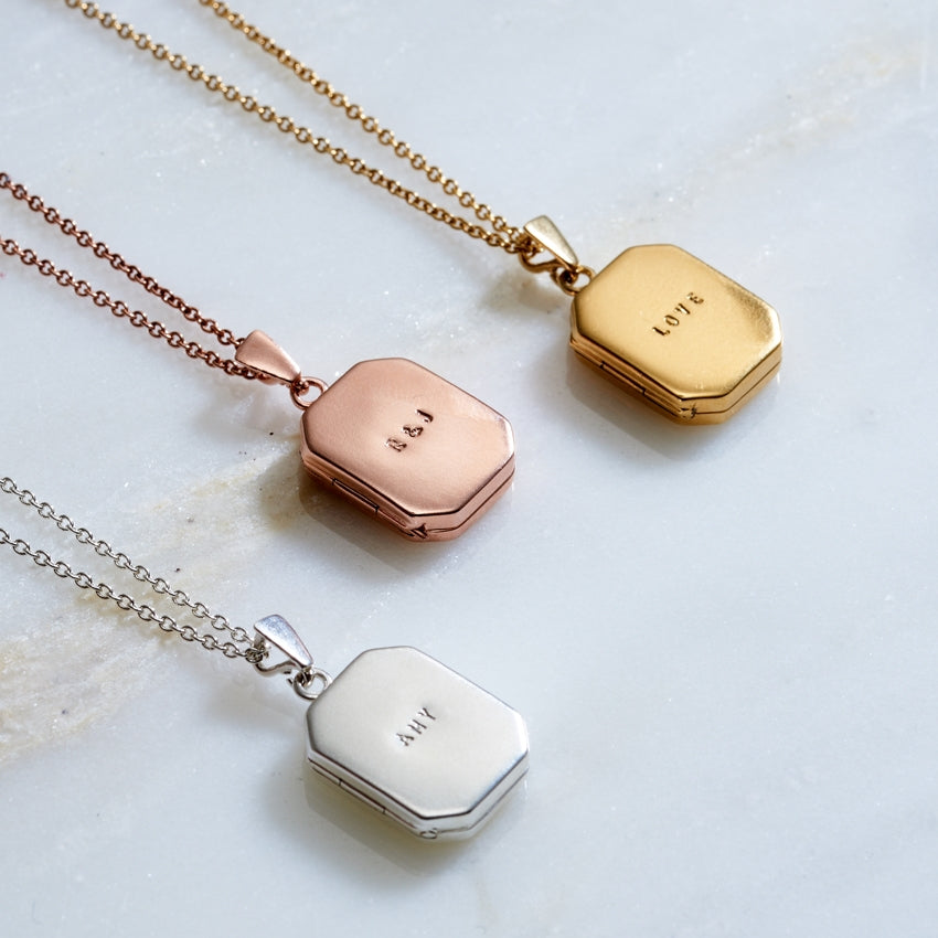Personalised Rectangle Locket Necklace