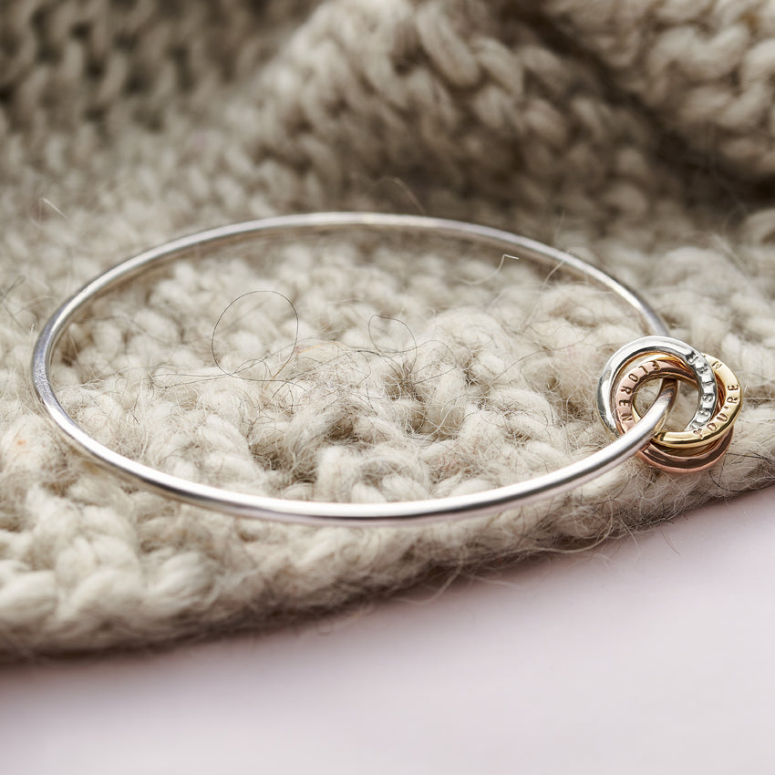 Personalised 9ct Mixed Gold & Silver Russian Ring Bangle
