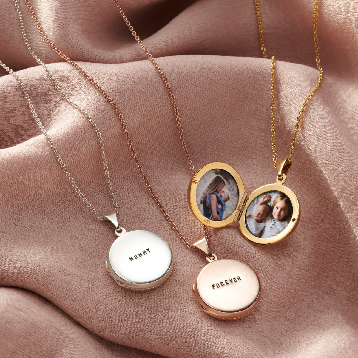 Personalised Small Round Locket Necklace Posh Totty Designs