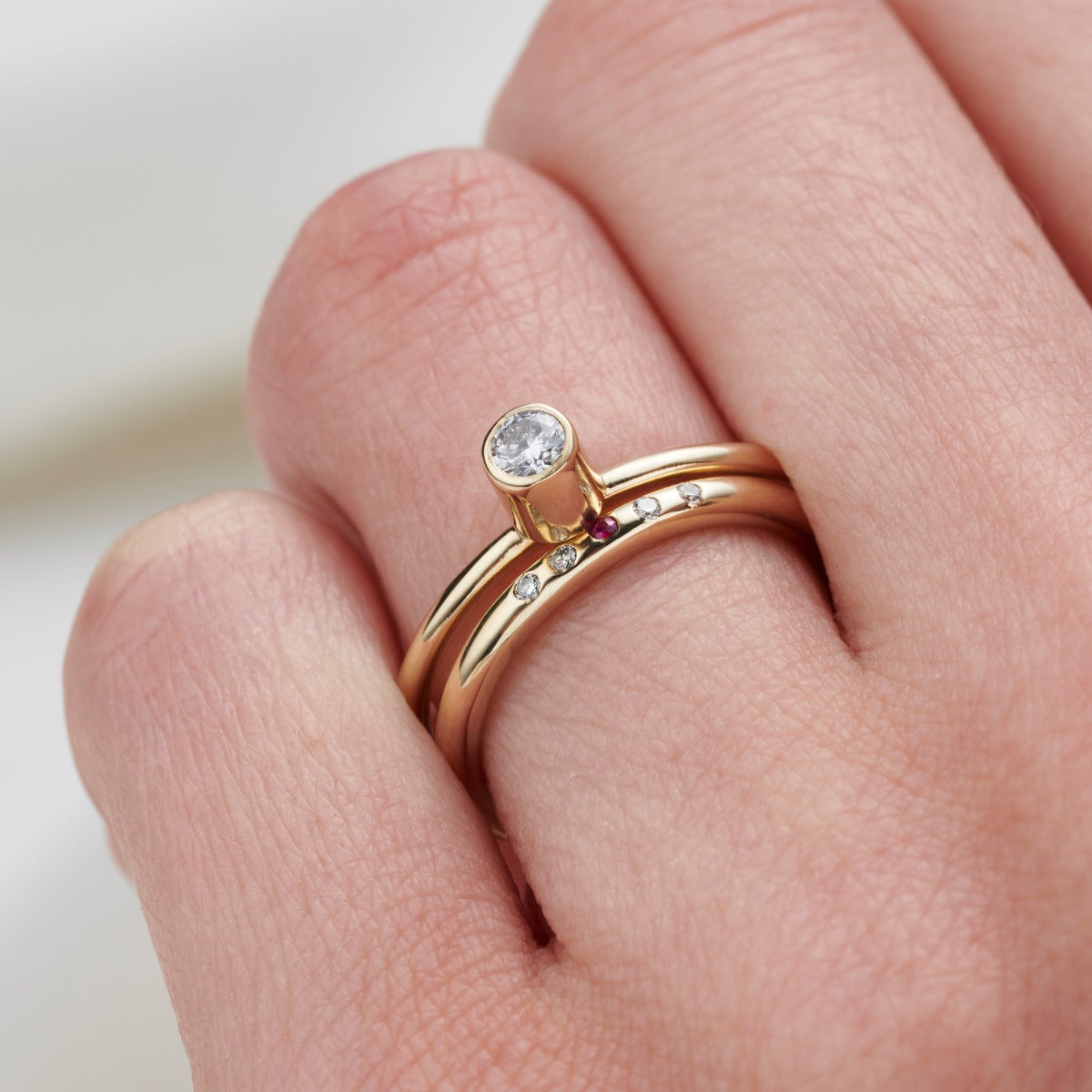 9ct Gold Tall Diamond Engagement Ring