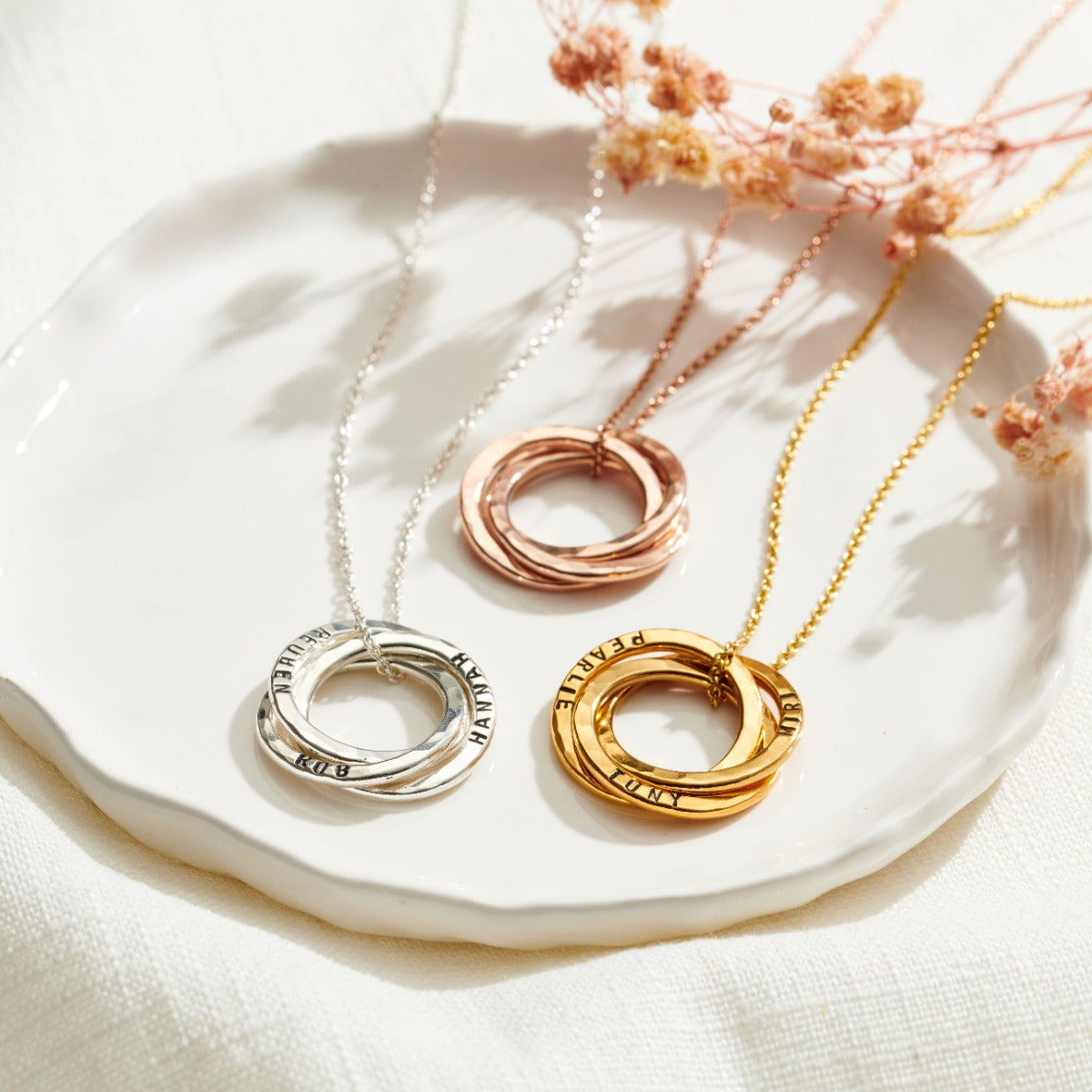 Personalised Wabi-Sabi Russian Ring Necklace Posh Totty Designs