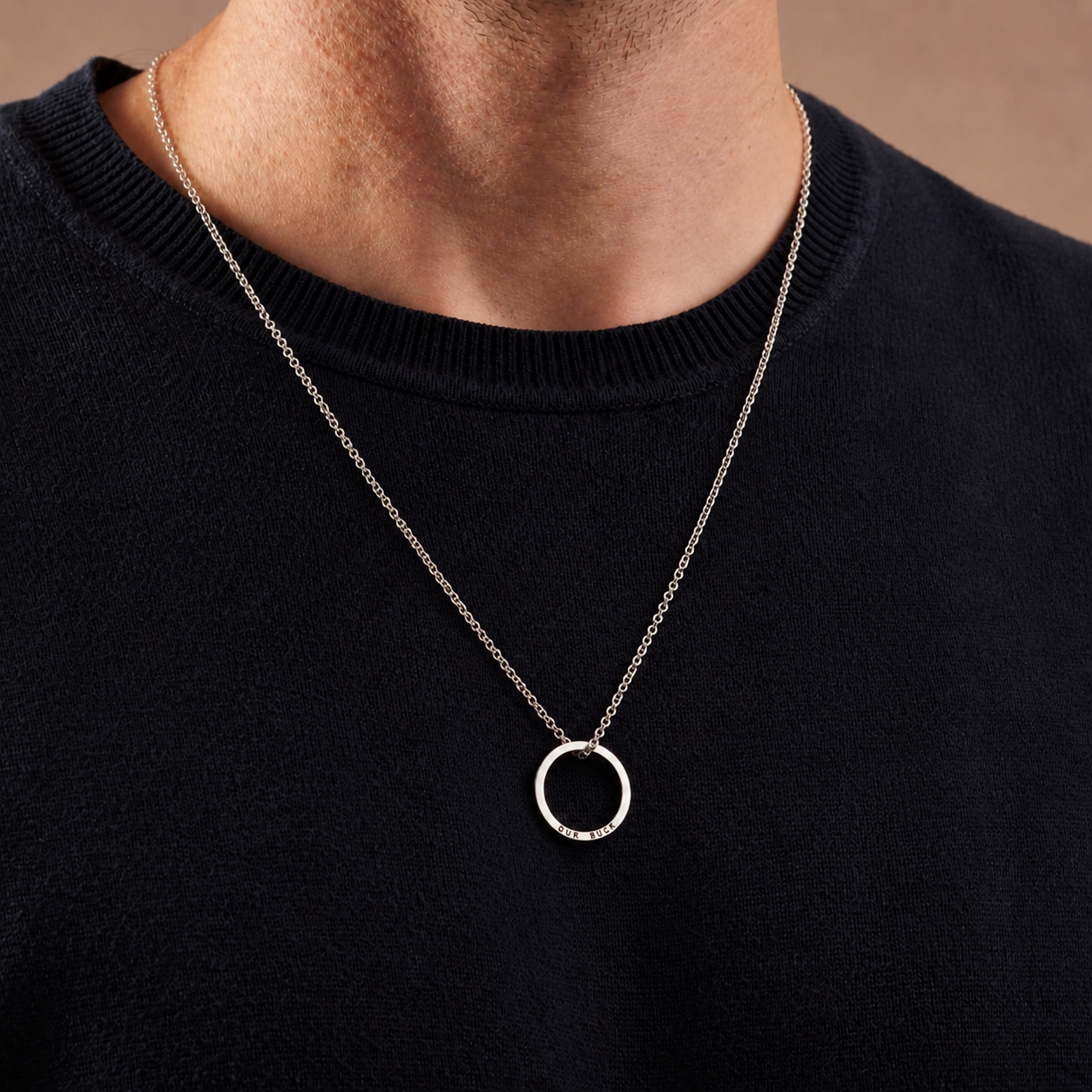 Personalised Men's Quote Circle Necklace