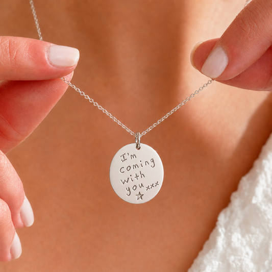 Personalised Handwriting Disc Necklace