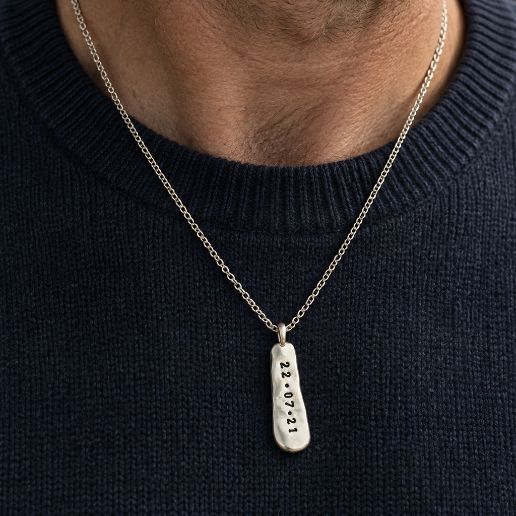 Personalised Men's Lucky Stone Tag Necklace