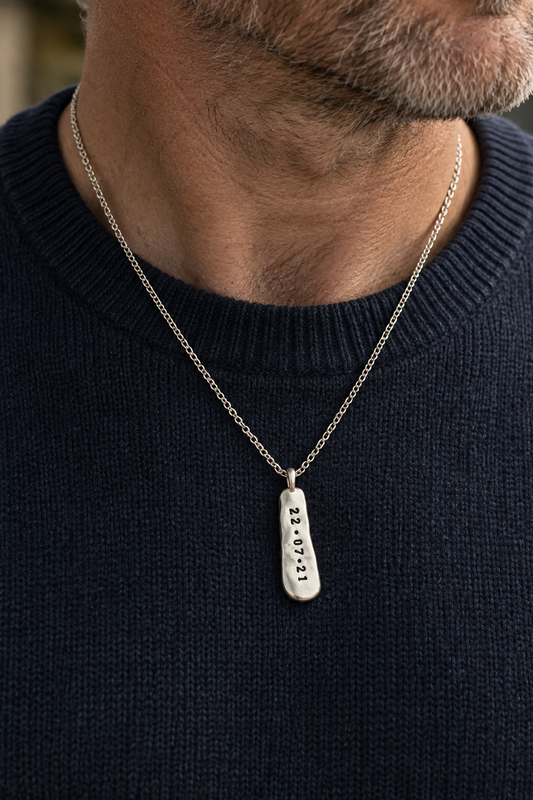 Personalised Men's Lucky Stone Tag Necklace
