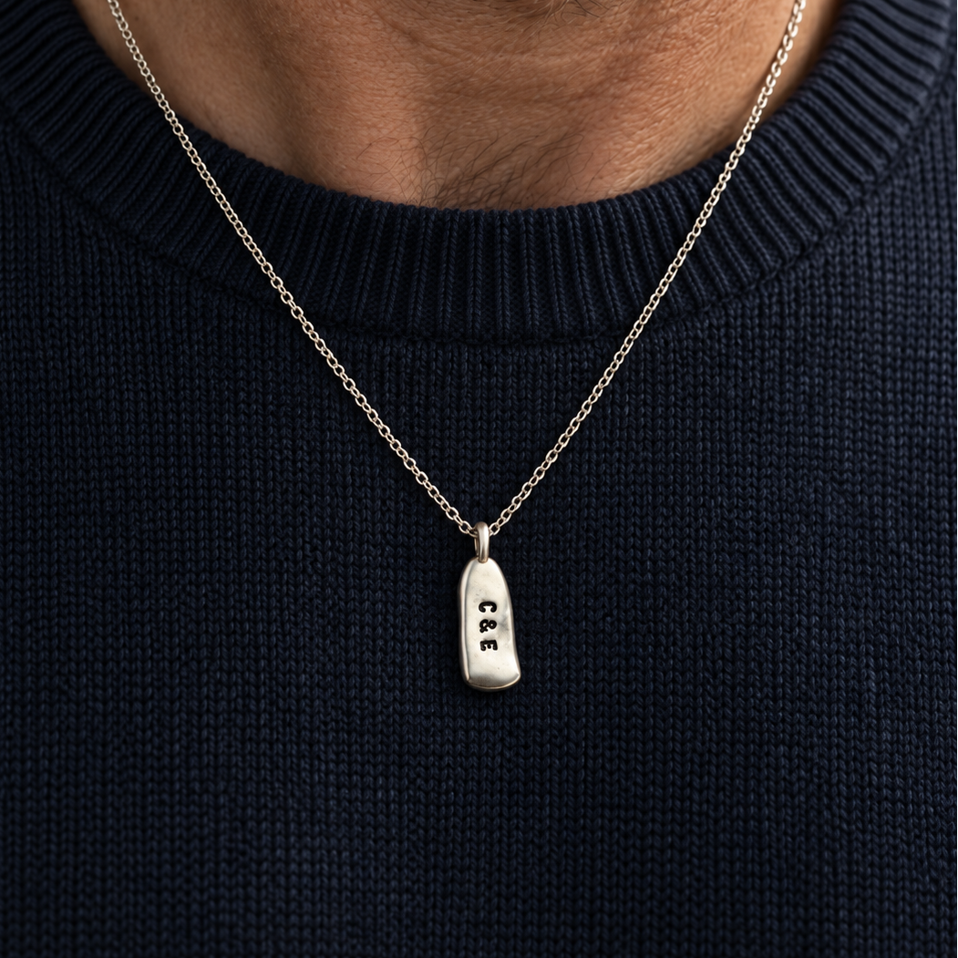 Personalised Men's Small Lucky Stone Tag Necklace