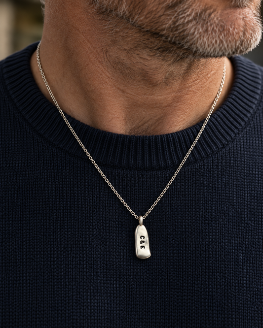 Personalised Men's Small Lucky Stone Tag Necklace