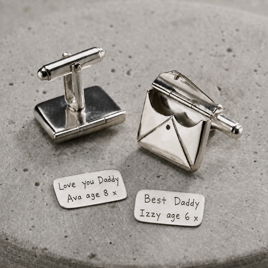 Personalised handwriting message envelope cufflinks with original notes