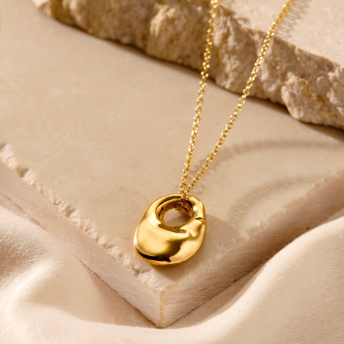 Personalised Lucky Stone Pendant Necklace in 18ct yellow gold plated finish