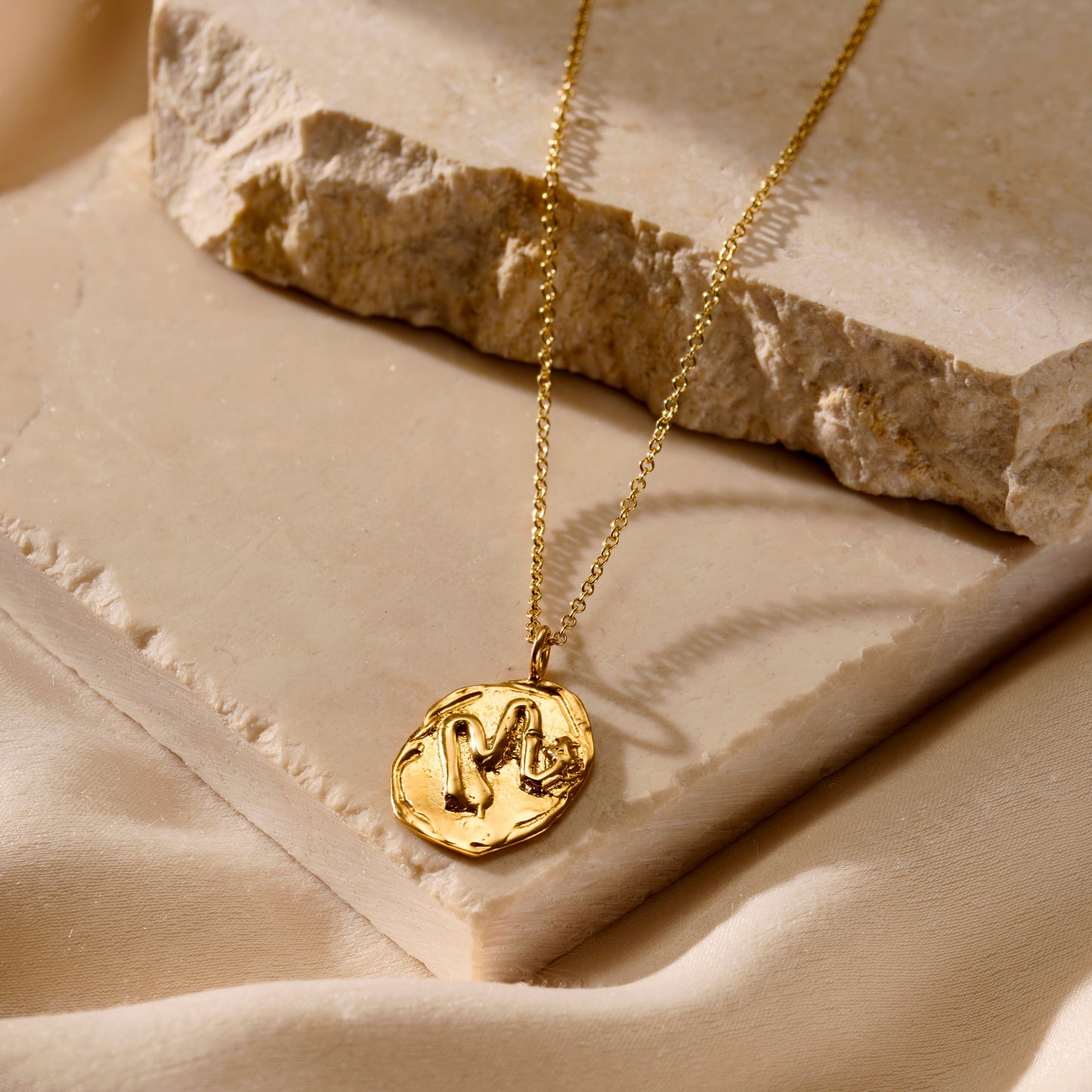 Personalised Zodiac Pebble Talisman Necklace in 18ct yellow gold plated finish
