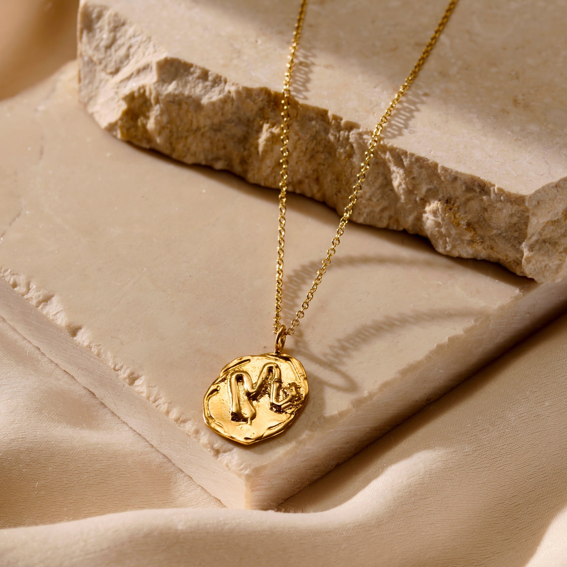 Personalised Zodiac Pebble Talisman Necklace in 18ct yellow gold plated finish