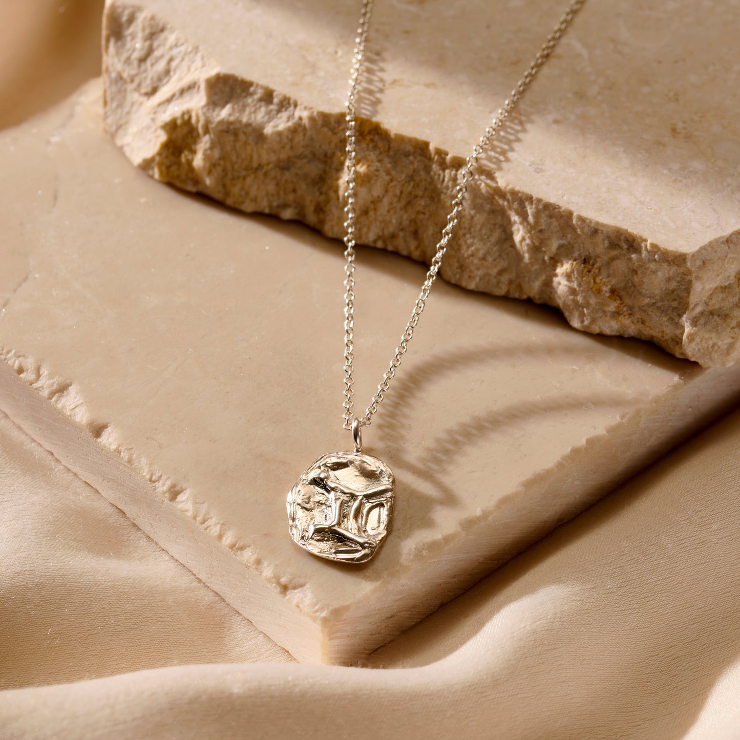 Personalised Zodiac Pebble Talisman Necklace in silver finish