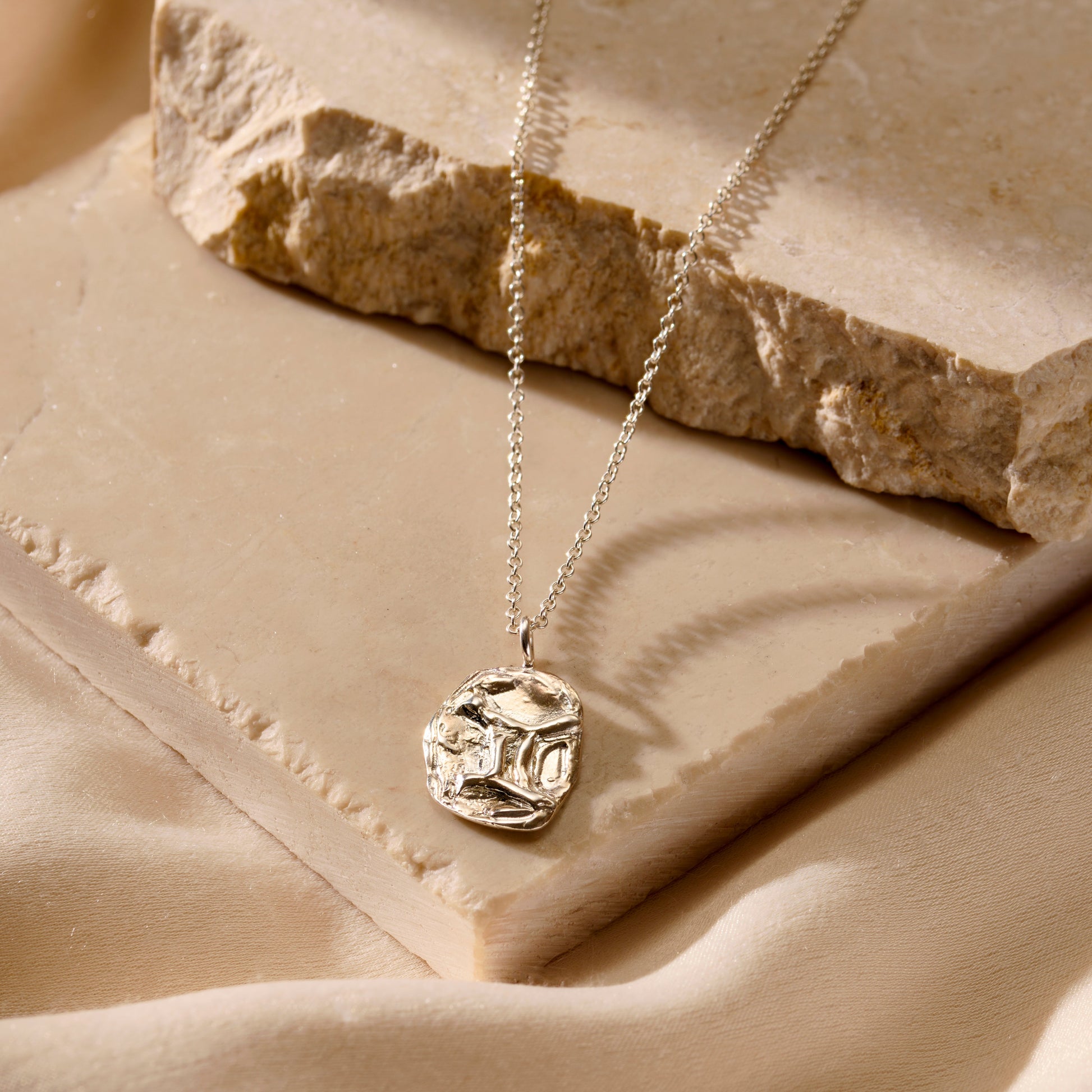Personalised Zodiac Pebble Talisman Necklace in silver finish