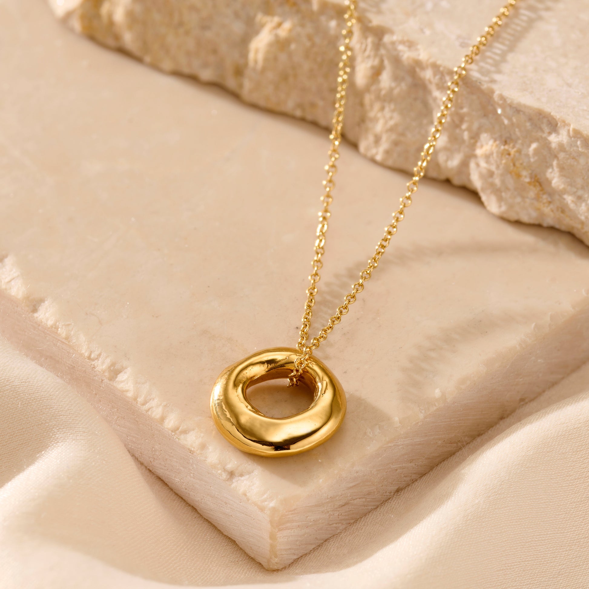 Personalised Lucky Pebble Pendant Necklace in 18ct yellow gold plated finish
