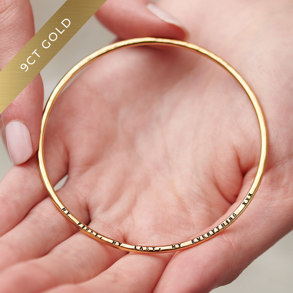 Personalised 9ct Gold Message Bangle