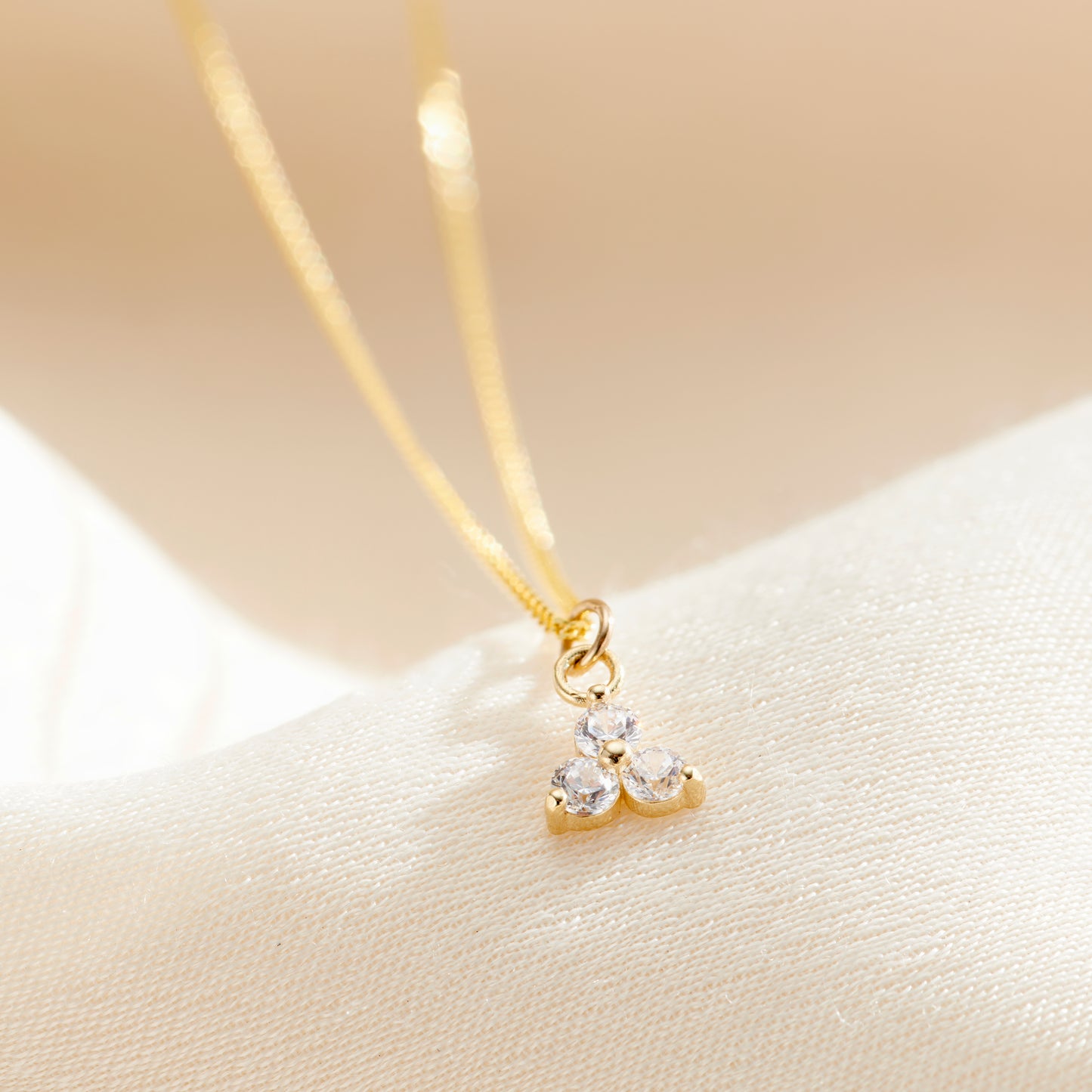 9ct Gold CZ Floral Petal Necklace