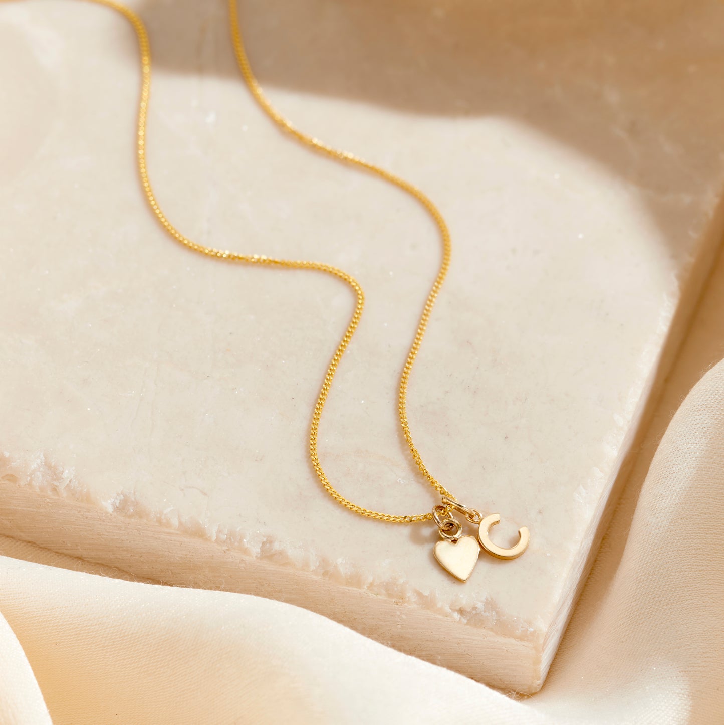 Petite 9ct Gold Heart & Initial Necklace